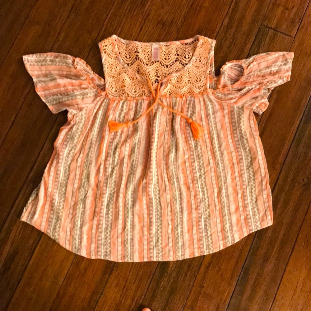Cute off-shoulder orange justice top